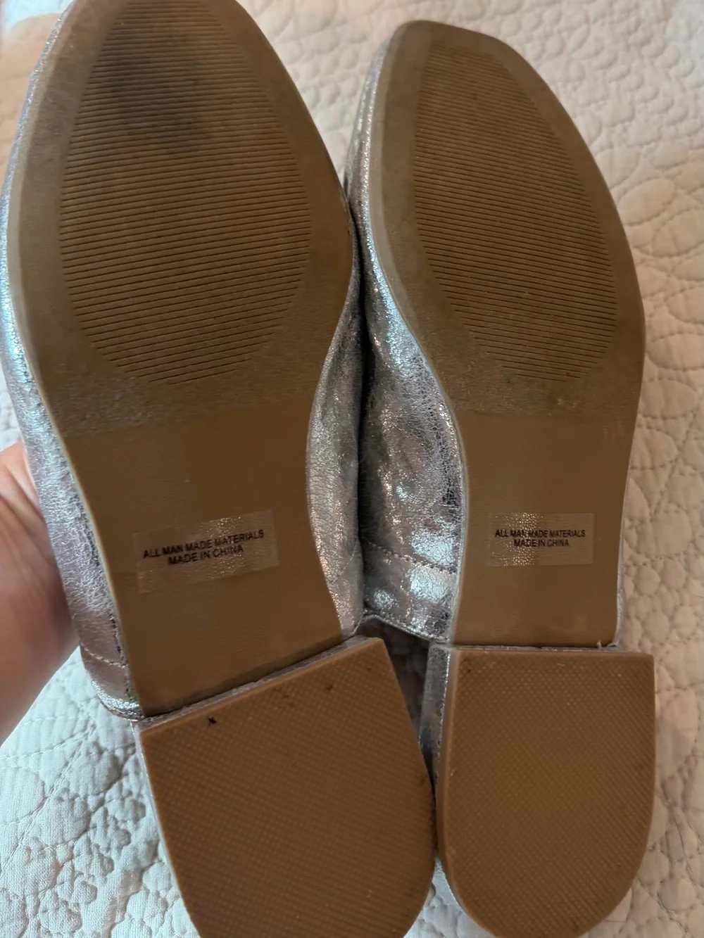 DV by Dolce Vita Silver Metallic Ruched Slingback Ballet Flats Size 11